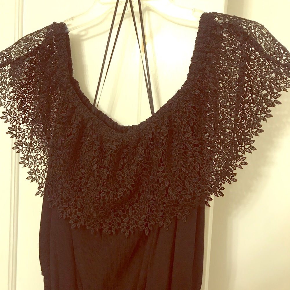 lace shoulder romantic maxi dress